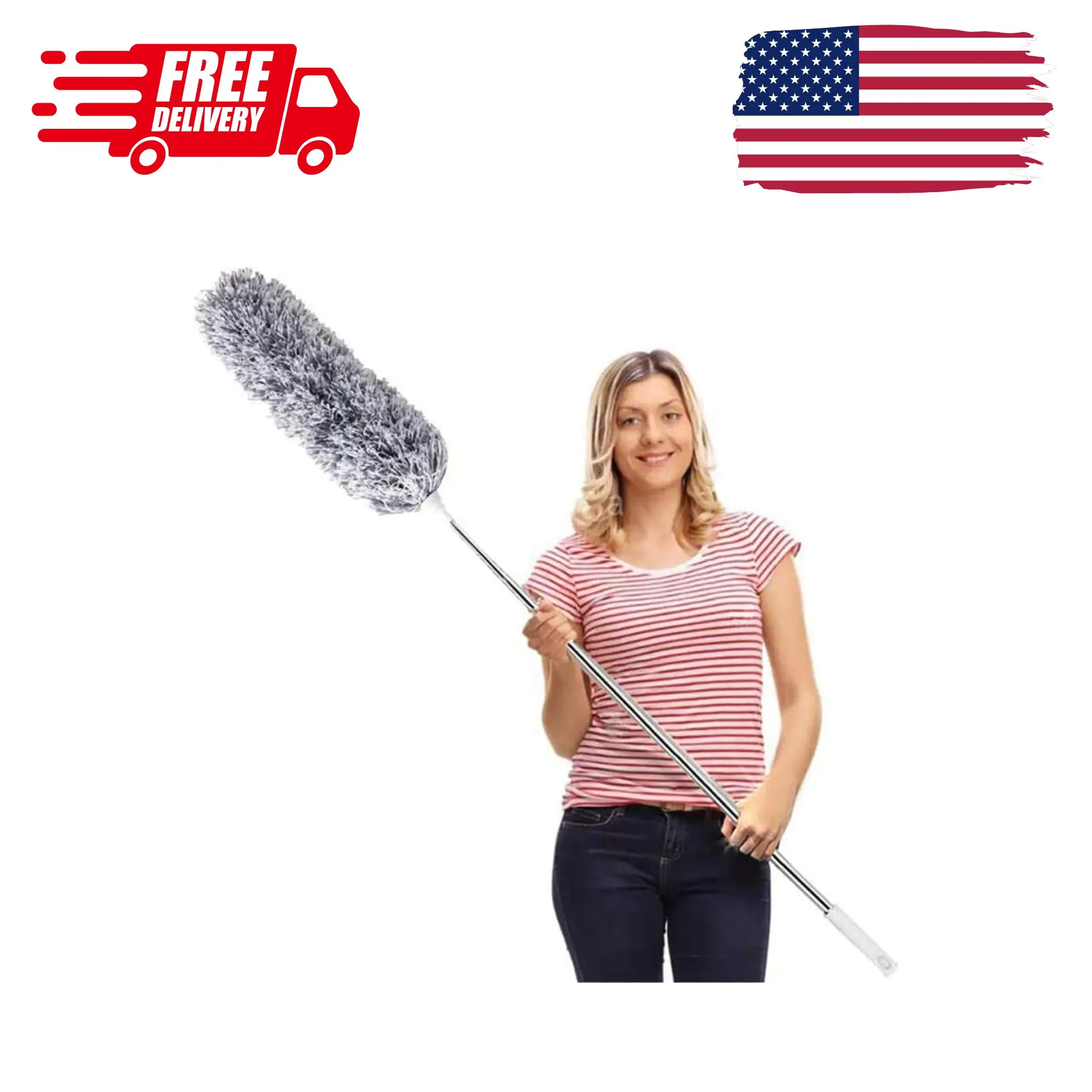 Microfiber Feather Duster Extendable Duster with 100 inches Extra Long Pole,