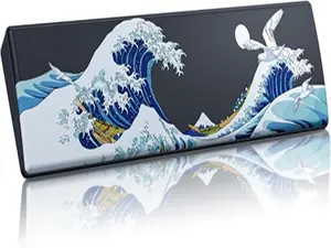 Womier Keyboard Wrist Rest for 65% 75% Mechanical Keyboards Wrist Rest for Computer Keyboard Ergonomic Memory Foam Wrist Pad, Water-Resistant Design with Non-Slip Base-Black Kanagawa