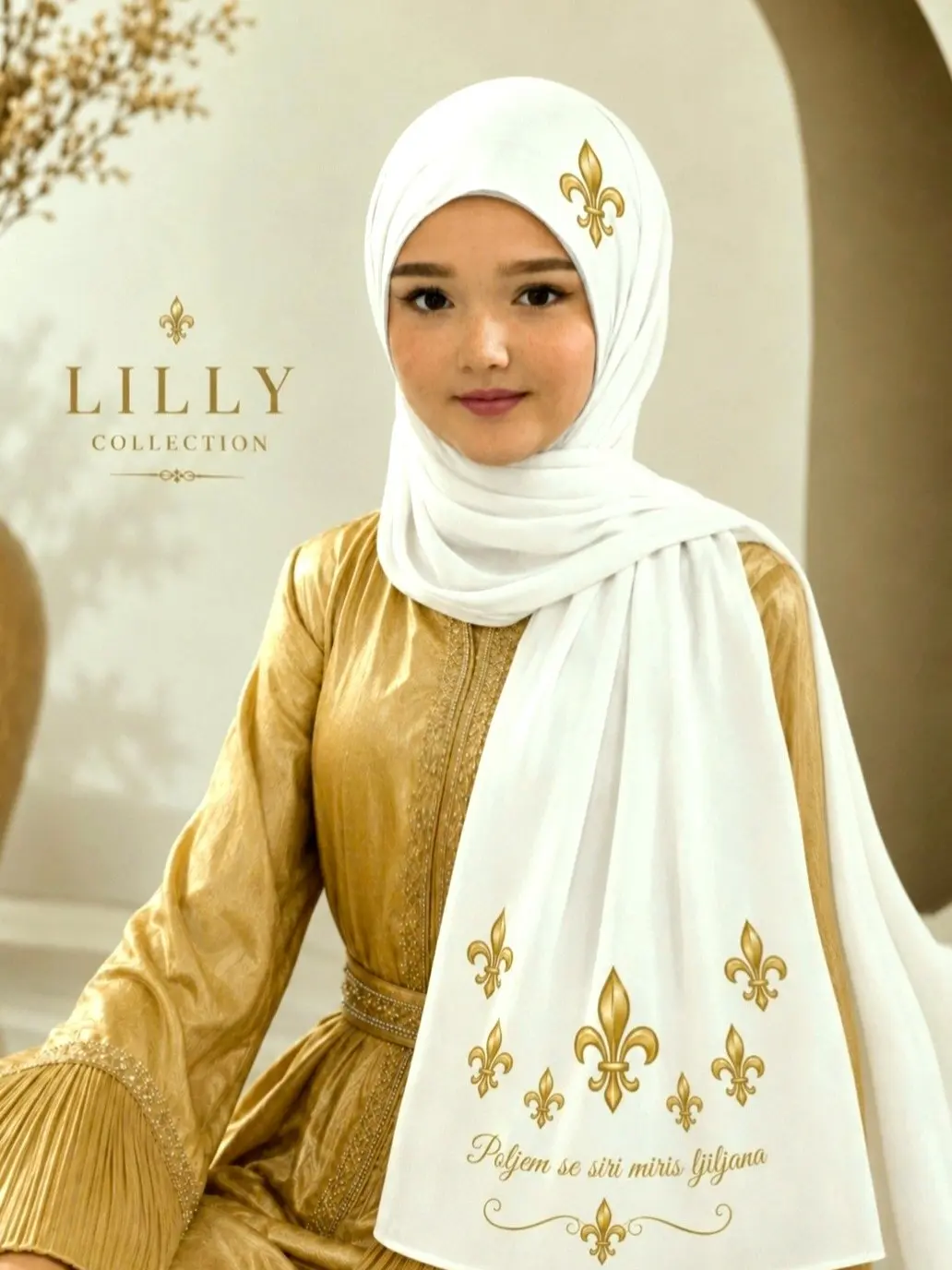 Golden Lilies Hijab, scarf