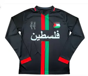 Palestine Black Centre Striped (Red/Green) L/SFootball Shirt