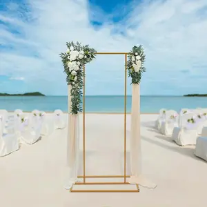 2*1M Wedding Backdrop Arch Stand Metal Balloon Frame Garden Floral Balloon Decoration White/Golden Flower Christmas Light Paint Photo Rectangle Banners Plant
