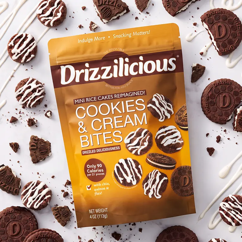 6 Pack - Drizzilicious Cookies & Cream Mini Rice Cakes 4 oz