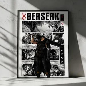 [Sale Off Up To 50%] [Unframe] Berserk Guts Anime Poster, Manga Wall Artwork Prints, Custom Home Decor Gift