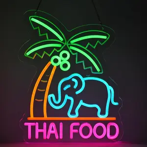 THAI FOOD Neon Sign LED Thailand Neon Light Sign for Shop Signage Shop Indoor Restaurant Bar Sign Shop Decoration USB Powered,5V USB adjustable switch / No power supply included / Gift box packaging