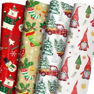 Christmas Wrapping Paper for Kids Boys Girls Baby Men Women -- 29 x 42 Inches per Sheet (4 Jumbo Sheets), 20×29 Inches per Sheet (4 Medium Sheets) - Recyclable, Easy to Store, Not Rolled