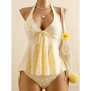 Women's Fashion Halter Neck Two-Piece Swimsuit, Stylish Comfortable Beachwear, Ideal for Pool Parties and Vacations