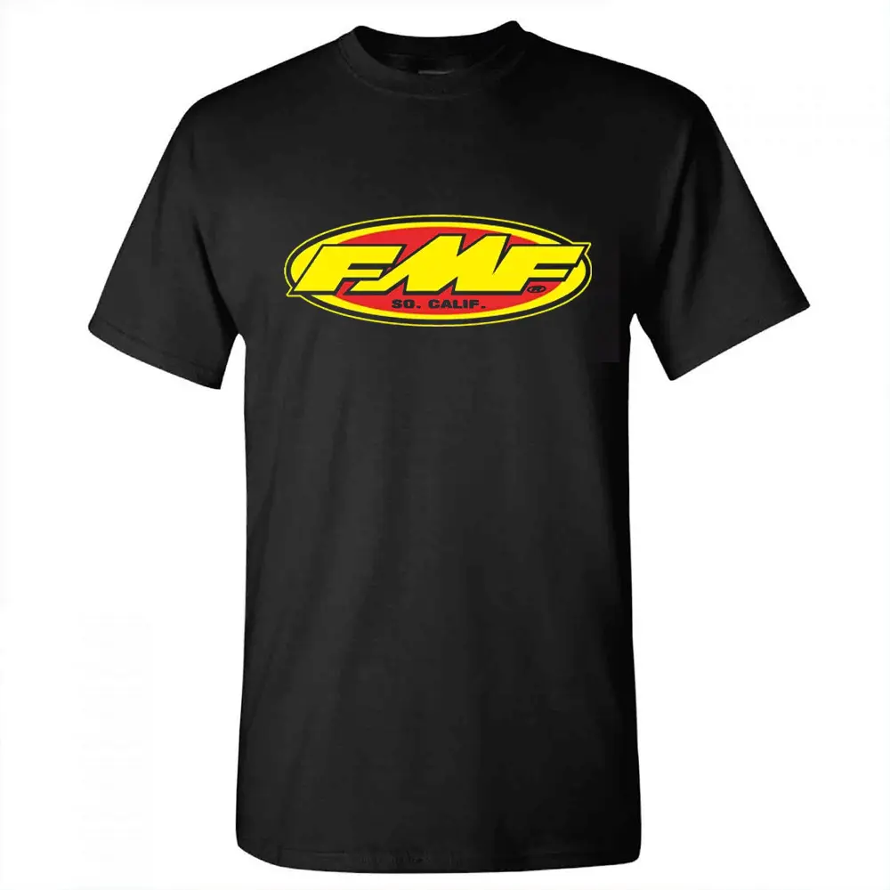 FMF Motocross Men's Black T-shirt, Shortsleeve, Cotton Menswear Top Oversized Tshirt Streetwear Clothing