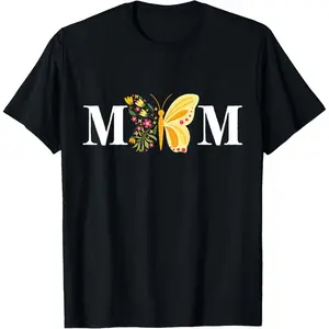 Funny Graphic Tee | Trendy Pumpkin Patch Outfit Graphic Tees Men’s ShirtsMother's Day Butterfly Mom Mommy Mama Cute Insect Flower T-Shirt
