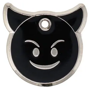 Lil Devil Tag - Cool Pet ID Tag with Steel Ring for Secure Attachment - 30mm x 30mm Zinc Alloy Finish - Free Engraving - Stylish and Durable Pet Tag