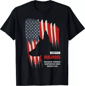 NEW LIMITED Belgian Malinois American Flag Funny Best Gift T-Shirt S-5XL