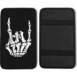 Skeleton Hand Vehicle Center Console Armrest Cover Pad,Skull Car Accessories Soft Middle Console Cushion Pad,Auto Arm Rest Mat Decor Horror Gifts for Women Men Dad for Most Vehicle SUV Truck