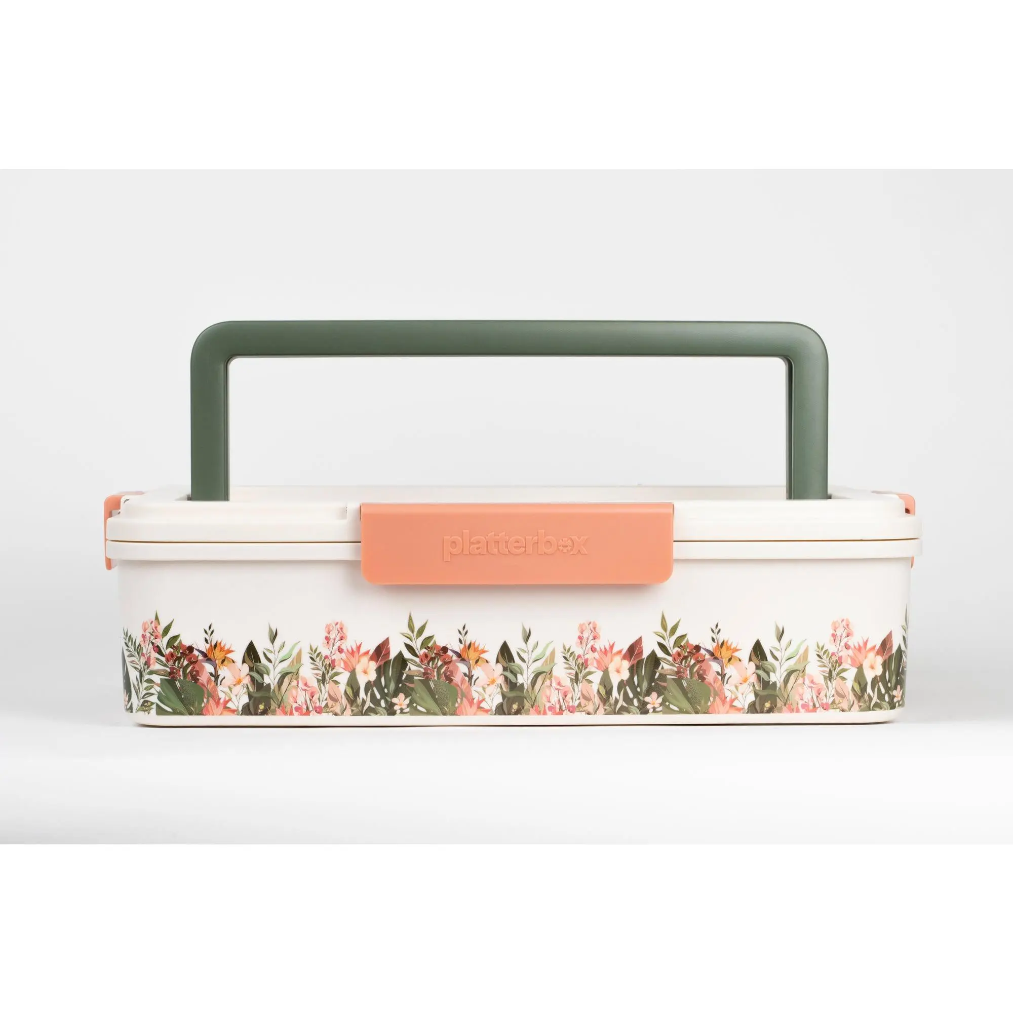 Floral Platterbox Insulated Food Carrier – Stainless Steel Tray, Leak-Proof Locking Lid, Keeps Hot & Cold Food Fresh for Hours – Portable Catering Tray for Parties, Potlucks & Meal Prep (5500ml)