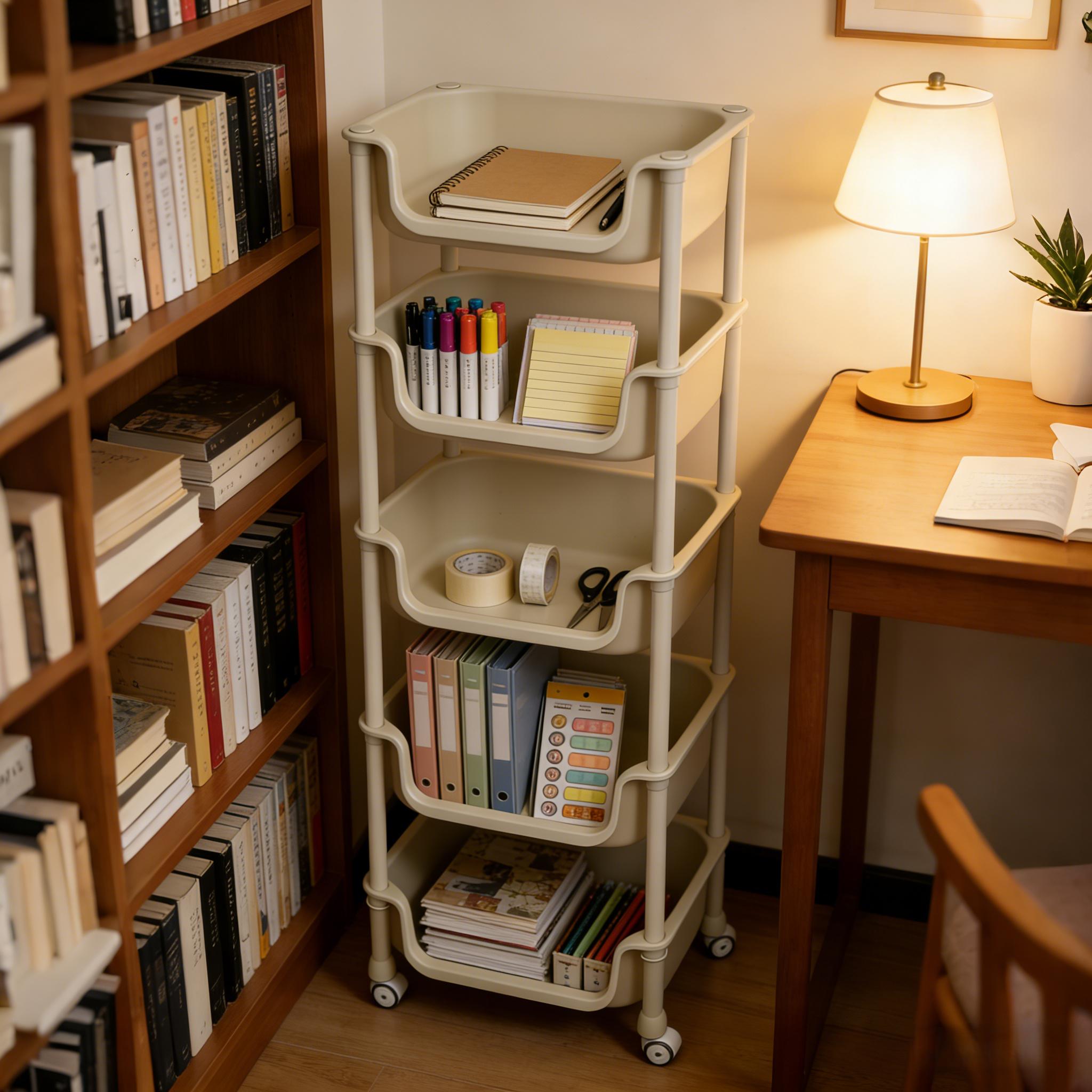 Multifunctional Multi-Layer Plastic Storage Cartwith Wheels, Layered Shelf Organizer for BedroomKitchen Bathroom Living Room, AdjustableStanding Shelf Suction Cup Sponge Holder for Kitchen Sink semiannual sale 2025 easy install kit glove clip cas oz sce