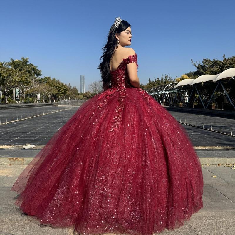 NO.31 Draped Bodice Quinceañera Dress with Three Dimensional Flowers plain mature bodycon party blue dress quince square neck plain sequin dress royal  blue Formal Womenswear party maxi