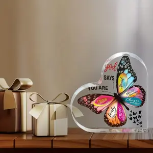 1pc Gift for Women Faith Inspirational Gift, Acrylic Desk Decor Gift Butterfly Gift, Motivational Gifts, Art Craft Ornament Gift, Thank You Gift, Aesthetic Decor, Desk Ornament, Acrylic Desktop Decoration