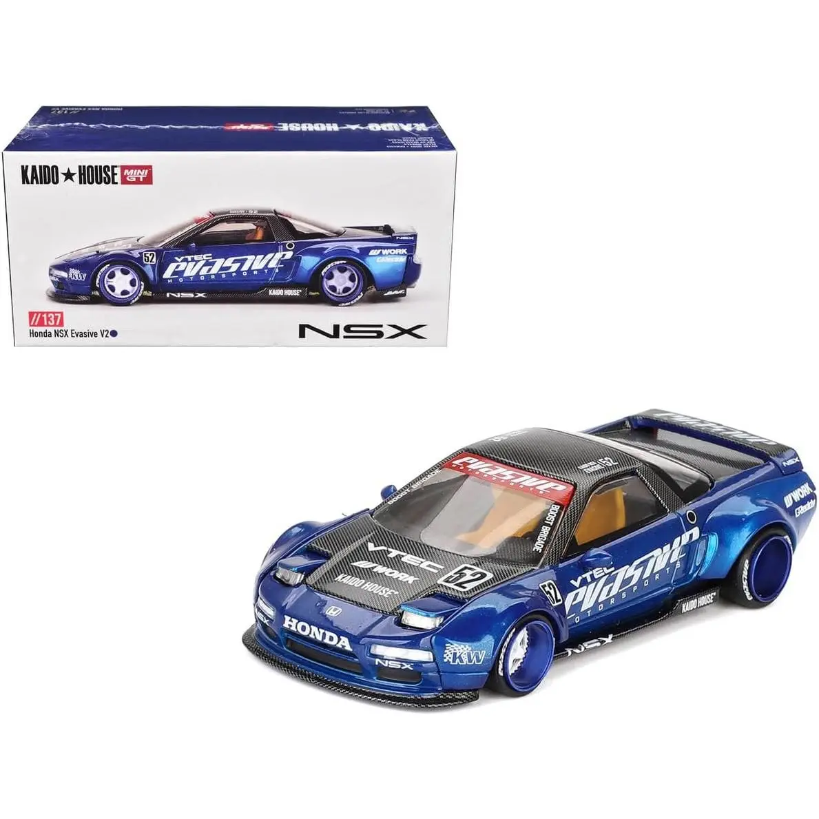 Kaido House x Mini GT 1:64 Scale Diecast Metal Honda NSX Evasive V2 Blue Model Car, Limited Ed. KHMG137