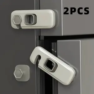 2pcs Universal Cabinet Lock, 360° Rotatable Single Door Refrigerator Lock, Strong Adhesive Pads, No Drilling, Easy Installation, Gift Idea
