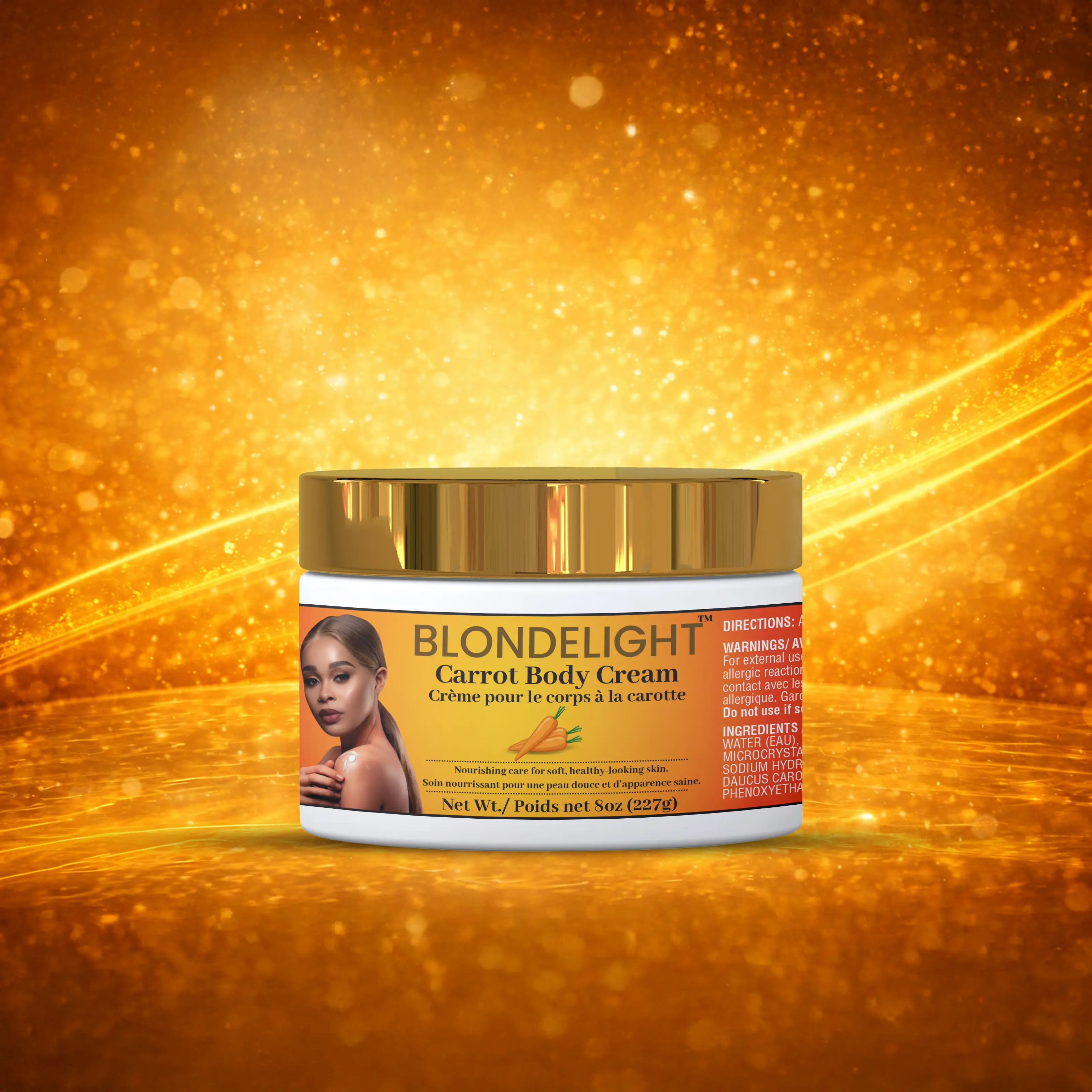 BLONDELIGHT Silky Smooth Carrot Body Cream - 8 oz/227 g, Daily Body Care for Long-Lasting Moisture, Hydrating, Nourishing, Normal