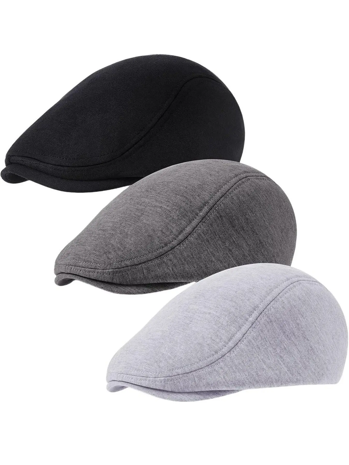 3Pcs Men's Newsboy Caps Casual Lightweight Scally Cap for Men Adjustable Flat Cap Adjustable Casual Hats