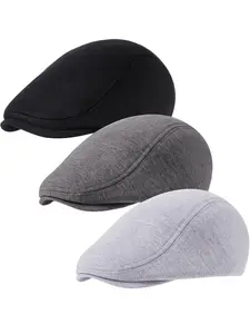 3Pcs Men's Newsboy Caps Casual Lightweight Scally Cap for Men Adjustable Flat Cap