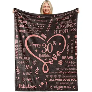 30th Birthday Gifts Blankets for Women,Happy 30th Birthday Unique Gifts Throw Blanket for Women Him or Her Women,30thBirthday Decorations Gift Ideas Best Birthday Blanket Rose Gold