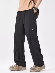 Men's Plus Size Loose-Fit Cargo Pants, Menswear Bottoms with Functional Pockets, Pocket