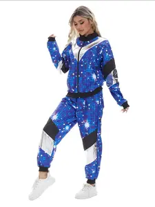 1980s 1990s Disco Tracksuit 2pcs Jogging Wear Retro Style Carnival Theme Party Suit Live Cosplay Jacket and Pants cosplay costumes