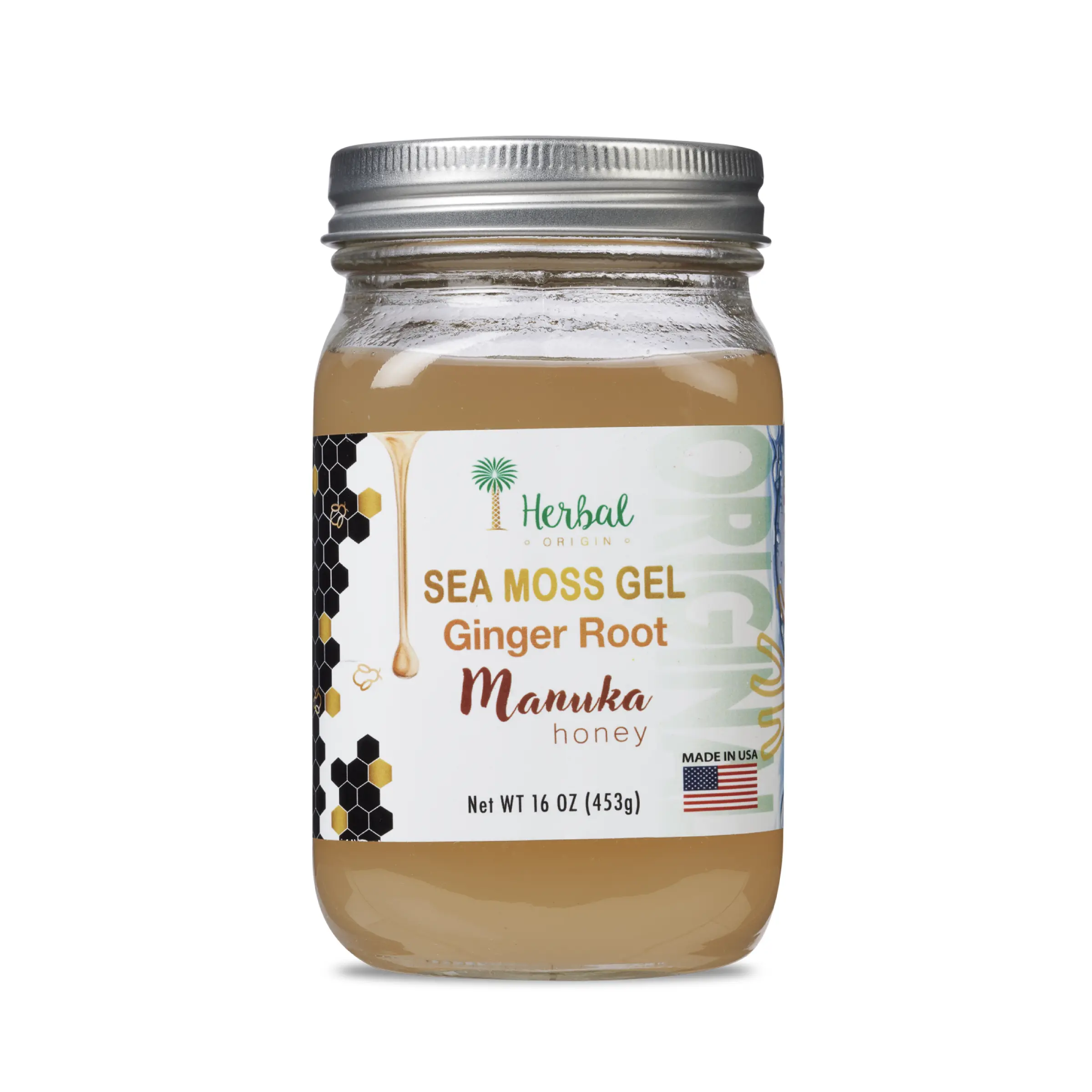 iHerbal Origin Sea Moss Gel – Ginger Root & Manuka Honey | Net Wt. 16 Fl. Oz.
