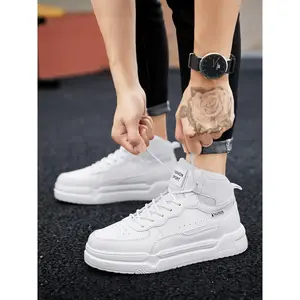 Men's Fashionable Letter Design Lace Up High Top Skate Shoes, Casual Comfortable Sports Shoes for Daily Wear, Male All-match Round Toe Shoes for Daily Wear, SneakerDCJS