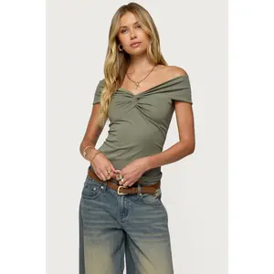 Twisted Front Off Shoulder Top