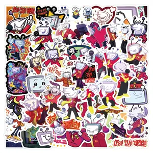 55pcs Cartoon Character Stickers, Waterproof Luggage Cup Skateboard Decals, TV Show Role Design, Durable & Reusable Adhesives