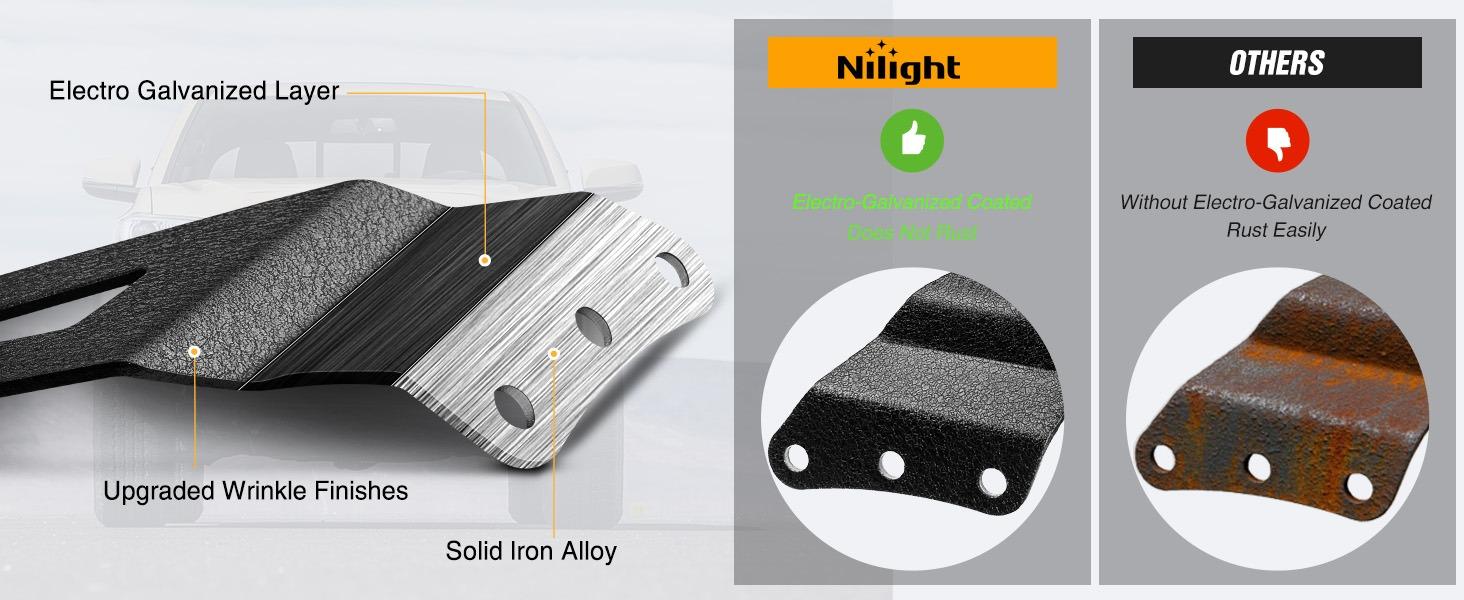 Nilight 90030B 2PCS 50” Curved LED Light Bar Bracket at Upper Windshield Roof Cab for 99-06 Chevy Silverado Suburban Avalanche Tahoe & GMC Yukon Sierra, 2 Years Warranty,Black