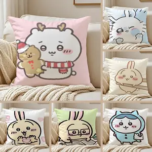 Chiikawa Pillow Case Cozy short plush cover made with breathable organic fabric double sided artwork and a sleek invisible zipper ideal for durable warm and stylish home setups