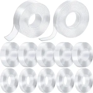 10 Rolls Double Sided Tape Heavy Duty 0.59 in + 1.18 in Total 98.5 ft Two Sided Adhesive Tape Transparent DIY Nano Tape for Wall Carpet Photo  Posters Party Decoration