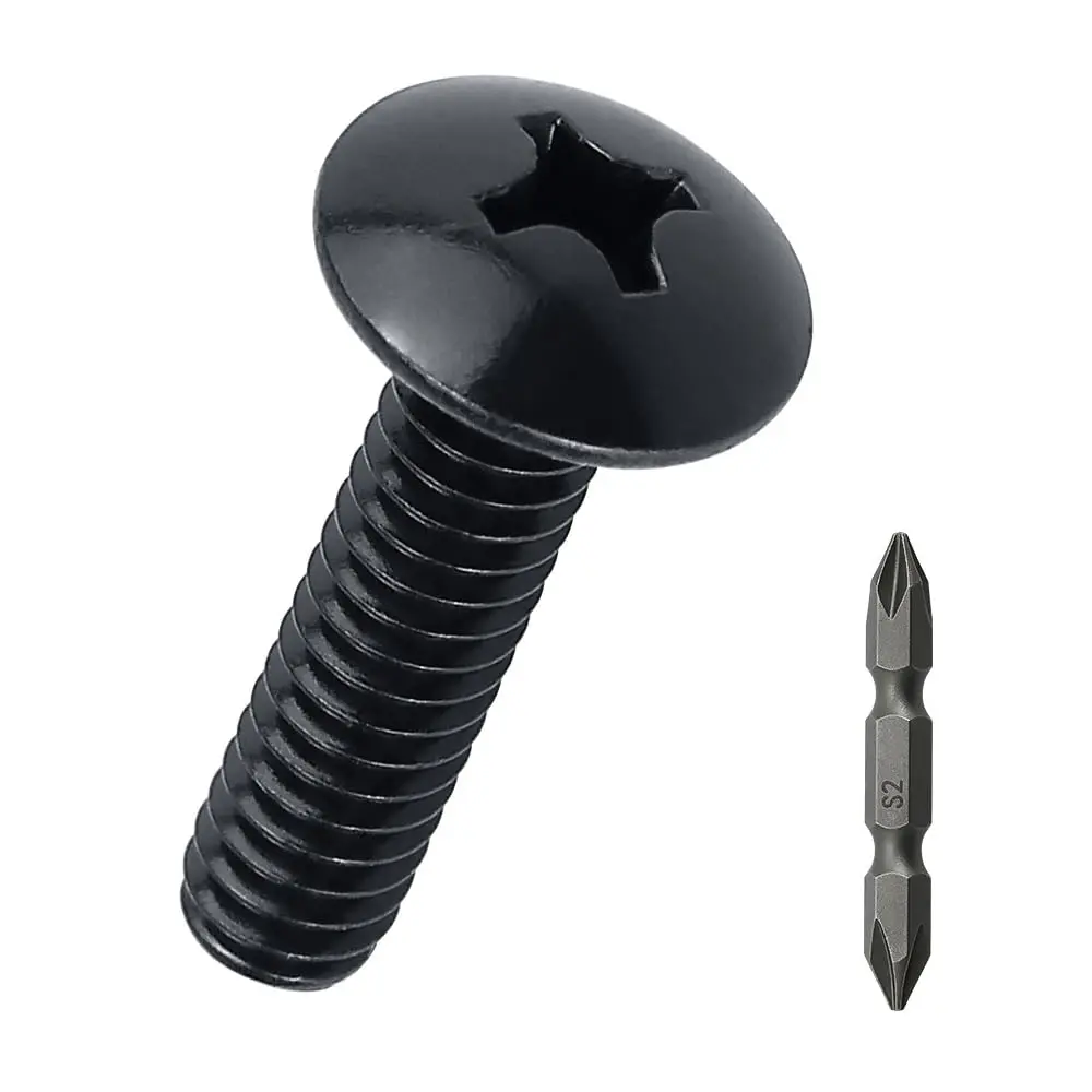 #8-32 x 1 Stainless Truss  Machine Screws 50 count, 18-8 (304) Stainless Steel Phillips Drive Truss , Full Thread, Black Coated,  (with Phillips Bit)
