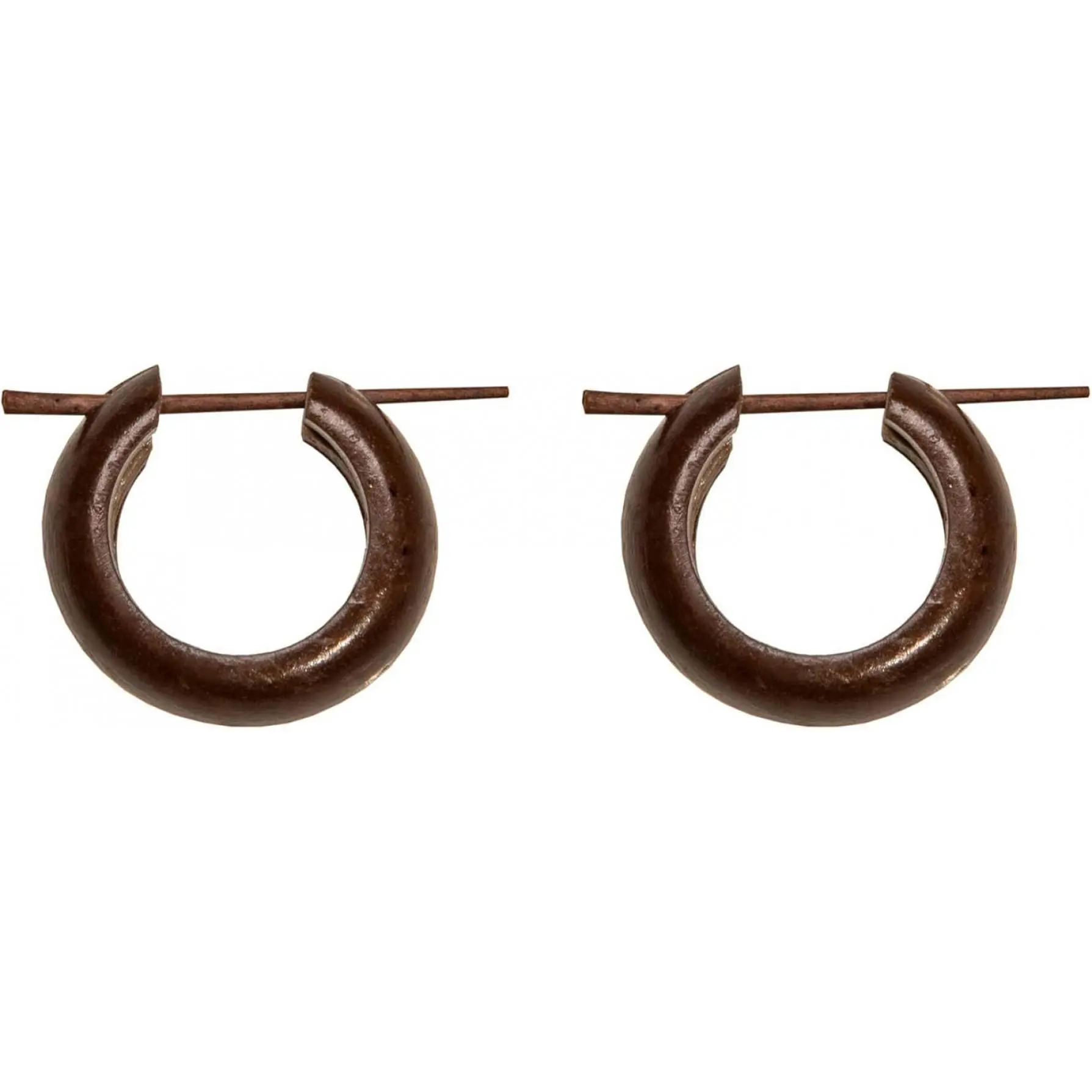 17.5 Coconut Wooden Small Hoop Earrings - Brown Gothic Earrings - Tribal Wooden Hoop Earrings for Women and Men - Hippie Earrings - Earrings