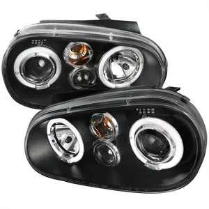 1999-2006 Volkswagen Golf Mk4 GTI/R32 Cabrio Dual Halo Projector Headlights (Matte Black Housing/Clear Lens)
