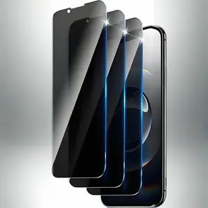 3 Privacy Ceramic Screen Protectors for iPhone 15 Pro Max/15 Pro, Full Coverage, Anti-Fingerprint, Anti-Glare, Compatible with iPhone 15