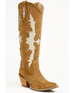 Fire and Reign Tall Suede Western Boots - Round Toe