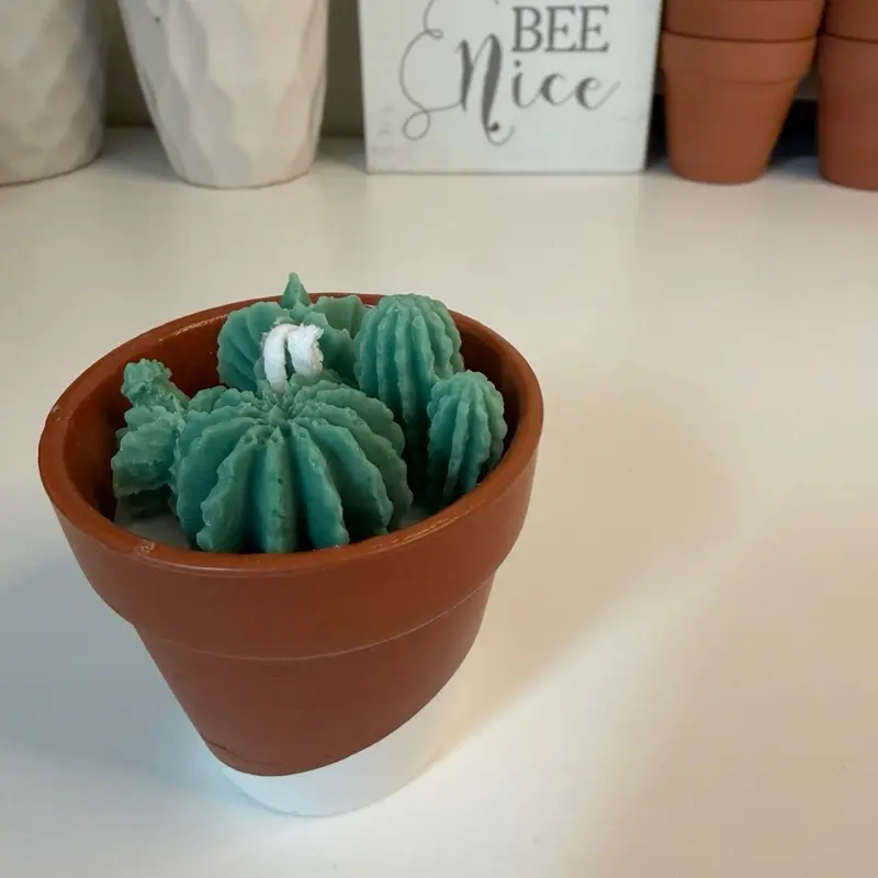 Desert Darling Decoration Candle - Eco-Friendly Home Decor Accent Piece for Living Spaces, Plant Lover Gift, Baby Shower/Wedding Favor with Succulent Cactus Flower Design handmade hand poured candle