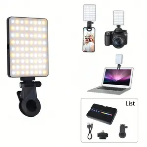 High-Power Rechargeable Clip-On Selfie Light, Three-Color Photography Lamp, Portable LED Video Light, 360° Adjustable, for Smartphones, Cameras, Laptops, Tablets