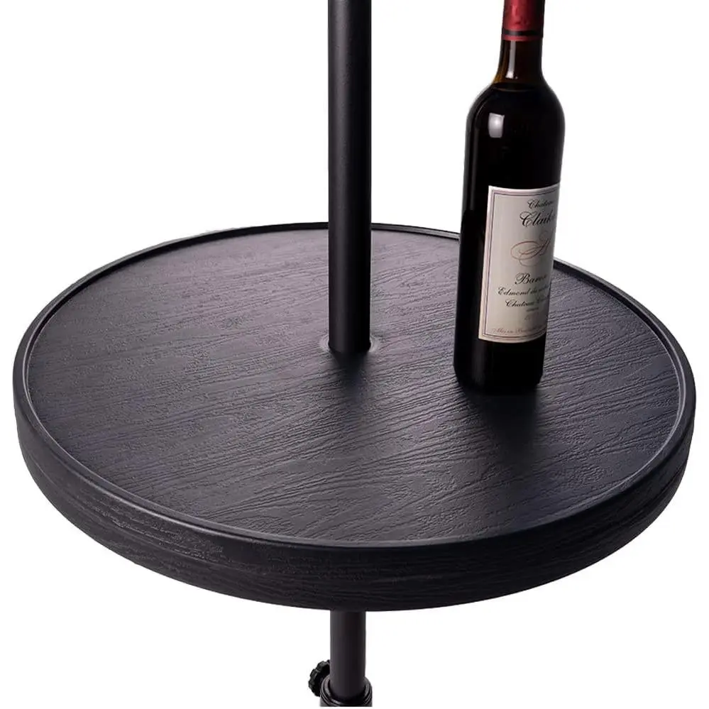 Adjustable Umbrella Table, 23'' Portable Round Umbrella Table Tray for 1.5ft Umbrella Pole, Contains Fittings for Hanging  Glasses, for Beach Patio Poolside