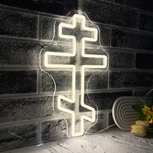 Cross-shaped neon light featuring a bright, warm glow; USB-powered with an acrylic backing—an artistic wall decoration, Neon Sign, Mood Lighting, Decorative Led Light, Creative Led Lighting, Creative Led, Indoor Room Lights