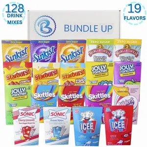 B Bundle Up All In One Grab Variety Pack - 128 Zero Sugar Drink Mixes, 19 Fruity Flavors, 8 Brands, Perfect for Travel & Gifts, Made in USA