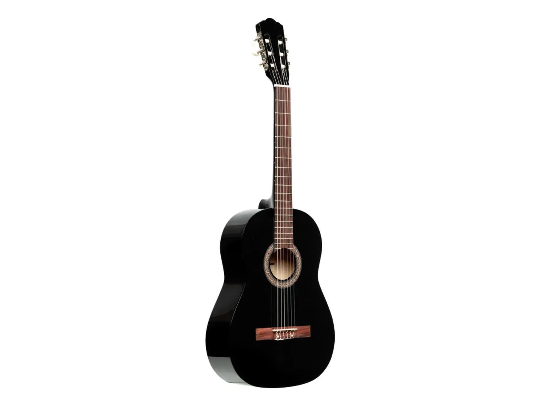 212 MAIN Stylish 4-4 Scale Classical Guitar, High Gloss Black Finish, Linden Wood Top, Stylish Guitar