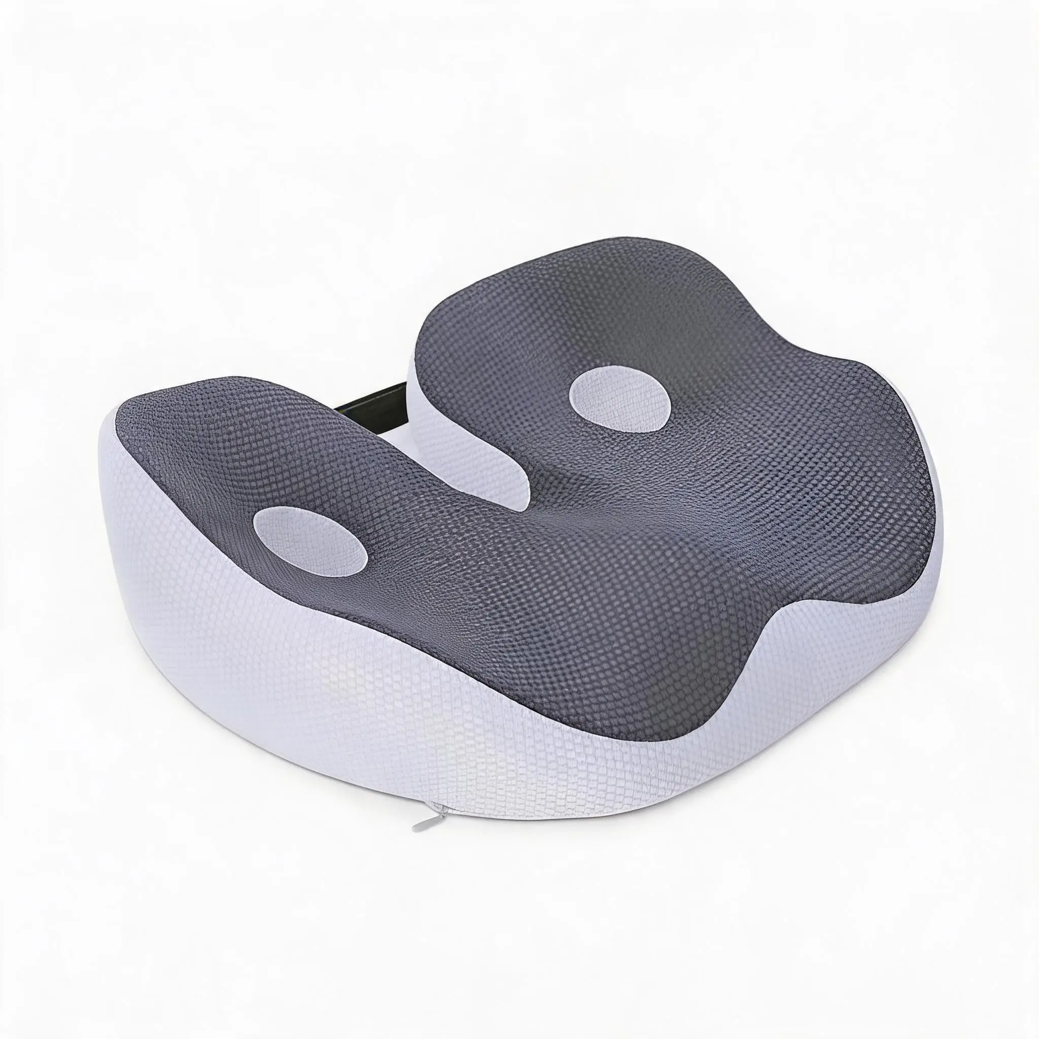 1 Piece Dark Gray Office Double-Hole Seat Cushion, Memory Foam, High-Density Slow, Breathable, Non-Slip, Ergonomic, Sciatica Relief, Suitable for Office, Home, Wheelchair & Gaming