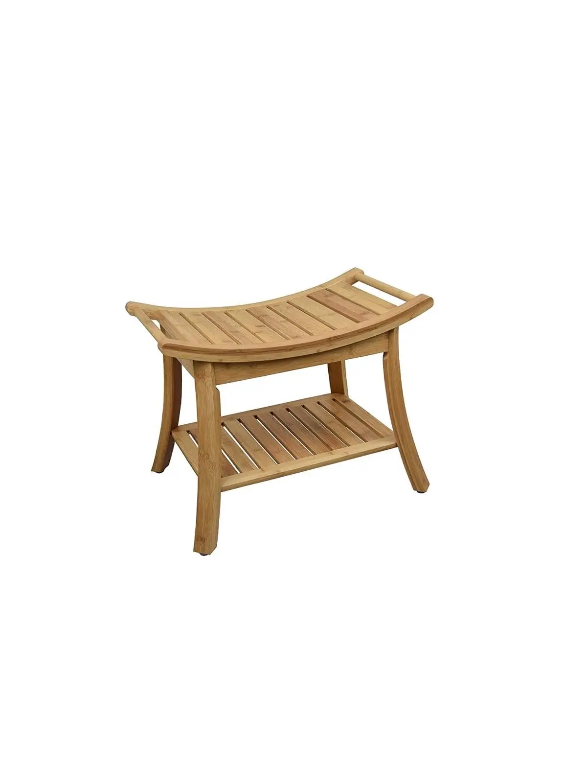 Proman Products ST17091 Kyoto Bamboo Bench - Natural, Size 2, Weather Resistant, Slightly Angled Seat Strips, for Entryway, Outdoor Sitting, Shower Use, Assembly Required