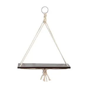 18” x 16” Hand Crafted Macrame Wall Hanging with Wooden Shelf 18” x 16” Hand Crafted Macrame Wall Hanging with Wooden Shelf