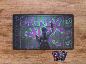 Arcane Jinx Playmat - Riftbound Trading Card Game - Stitched Edges - With Zones Or Art Only, Trading Card Game Playmat with Battle Zones, Fantasy TCG Tabletop Mat, Strategy Card Game Play Mat