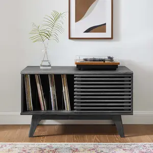Modway Render Vinyl Record Display Stand in Charcoal